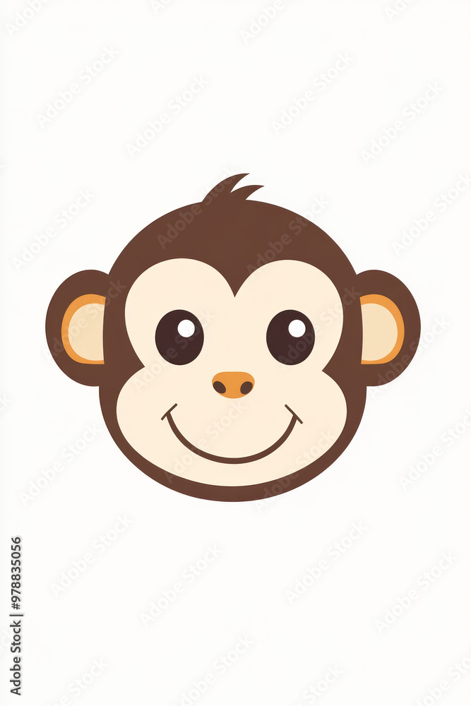 Minimalist Cartoon Monkey Face Minimalist Cartoon Monkey Face