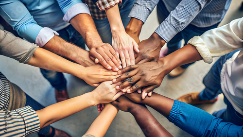 Wallpaper Mural A group of diverse hands coming together in unity and teamwork , teamwork, collaboration, support, partnership Torontodigital.ca