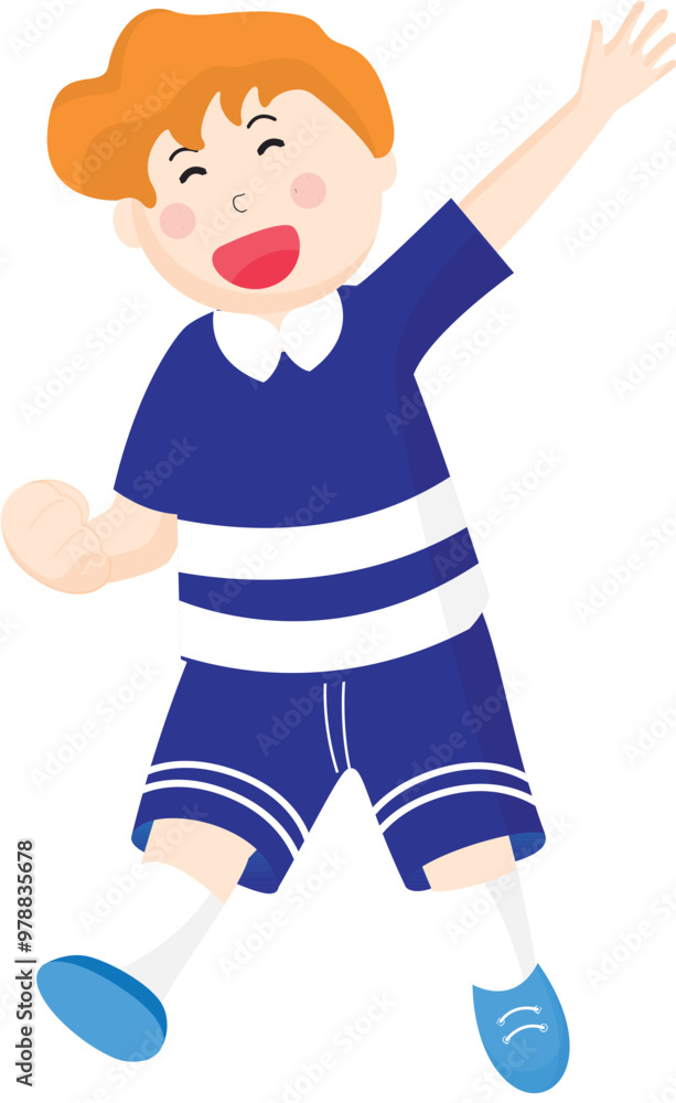 Cartoon character of boy doing guts pose element. Cartoon character of boy doing guts pose element.