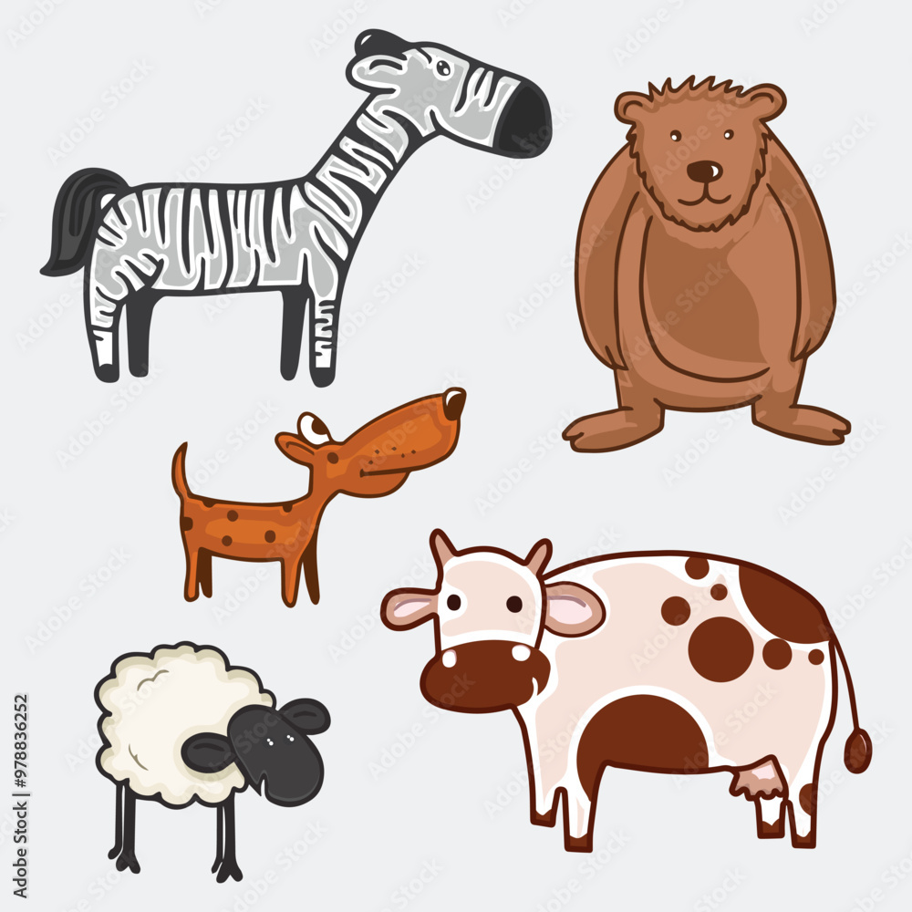 Fototapeta premium Set of wild and pet animal characters.