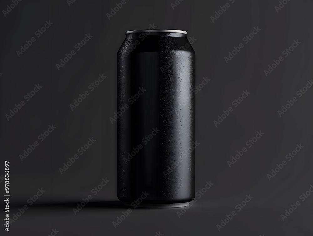 Black metal drink can with copy space. Neural network AI generated art Black metal drink can with copy space. Neural network AI generated art