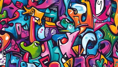 Wallpaper Mural An artistic illustration of colorful and seamless graffiti Torontodigital.ca