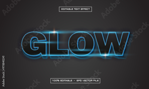 Glow 3D Light Style Effect, Editable Text