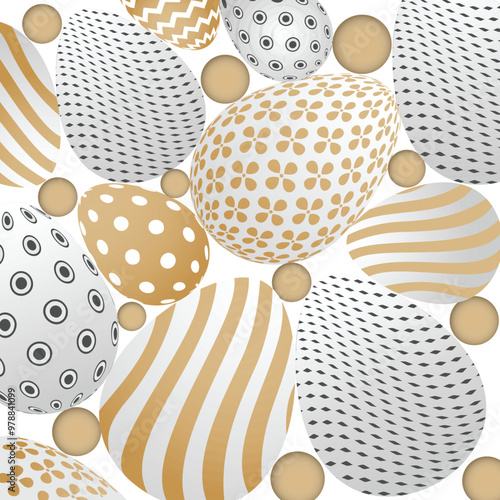 Various Style Printed Easter Eggs Pattern Background.