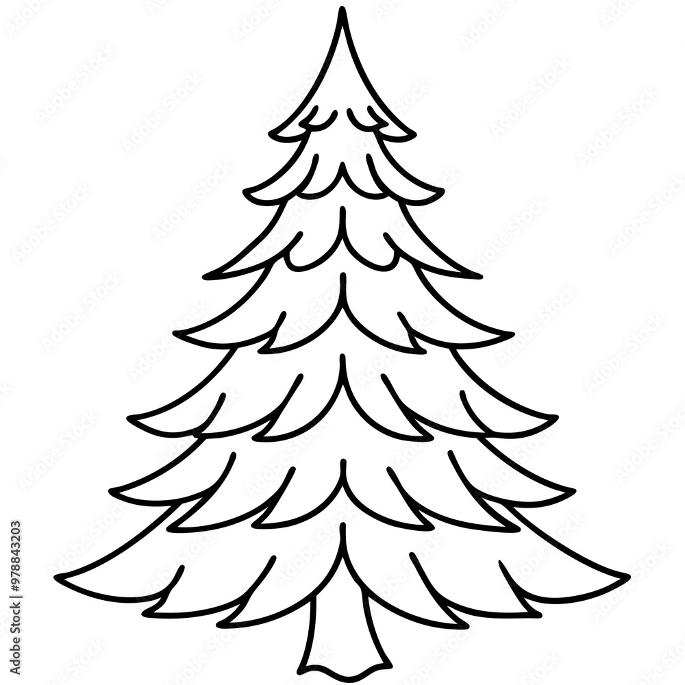 fir tree outline coloring book page line art drawing fir tree outline coloring book page line art drawing