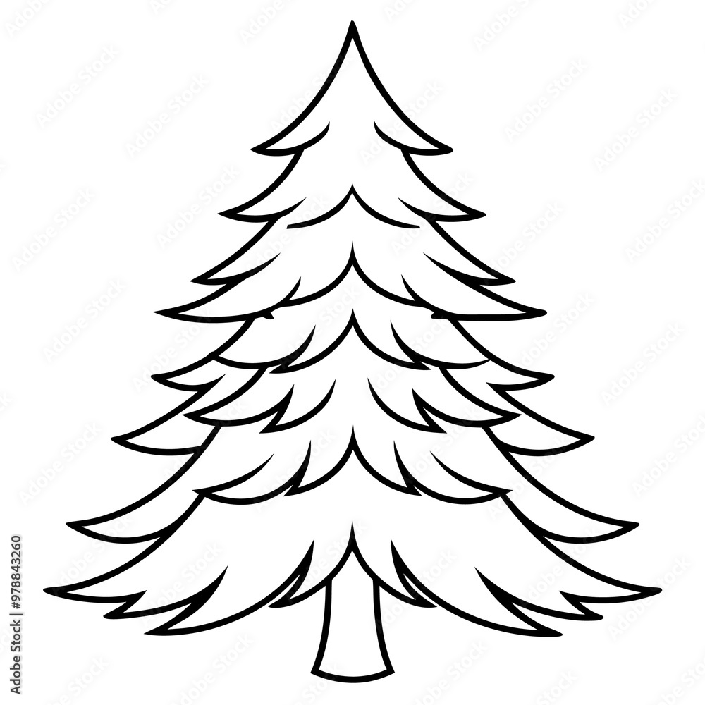 fir tree outline coloring book page line art drawing fir tree outline coloring book page line art drawing