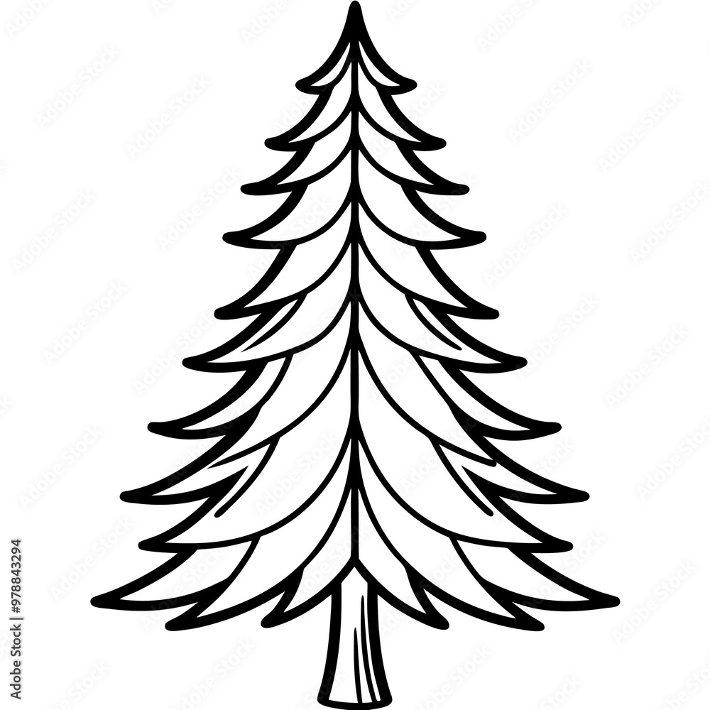 fir tree outline coloring book page line art drawing fir tree outline coloring book page line art drawing