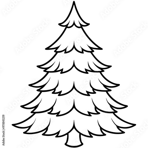 fir tree outline coloring book page line art drawing