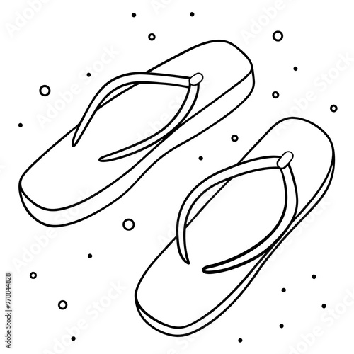 flip flop scattered outline coloring book page line art drawing