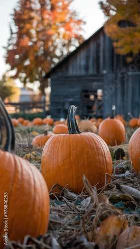 Vibrant Autumn Harvest Display with Pumpkins, Apples, Beets, Carrots, and Seasonal Vegetables in a Farm Setting – Fresh Organic Produce for Thanksgiving and Fall Celebrations photo