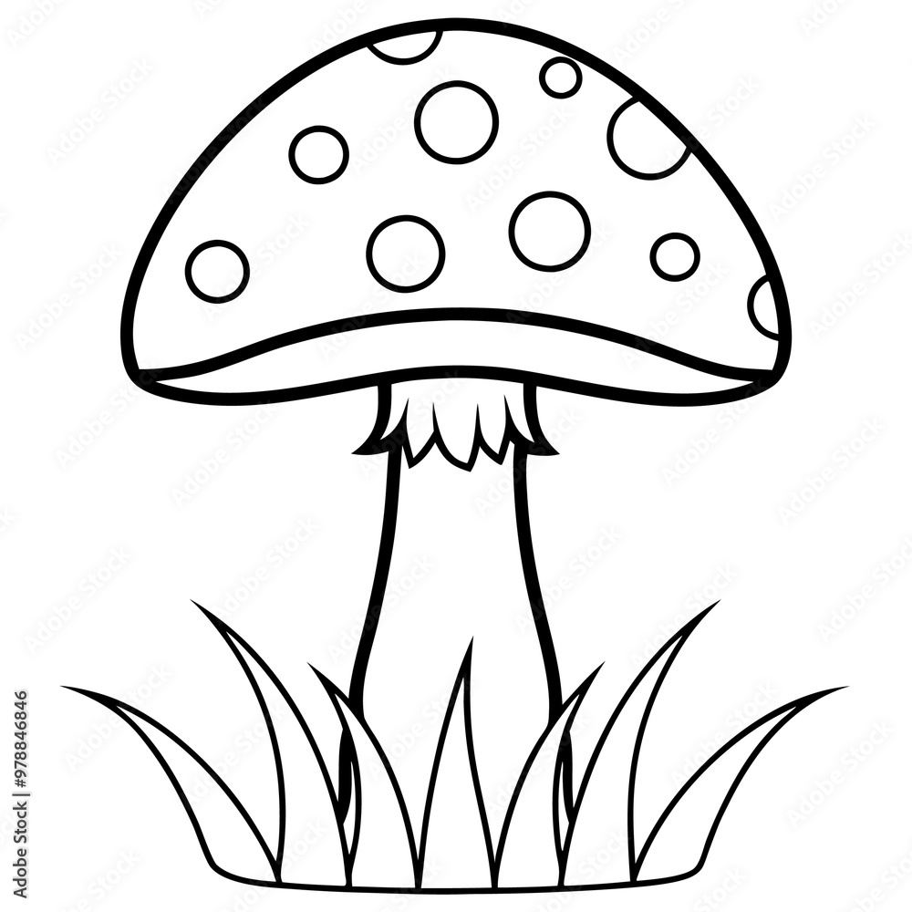 fly agaric in grass outline coloring book page line art drawing fly agaric in grass outline coloring book page line art drawing