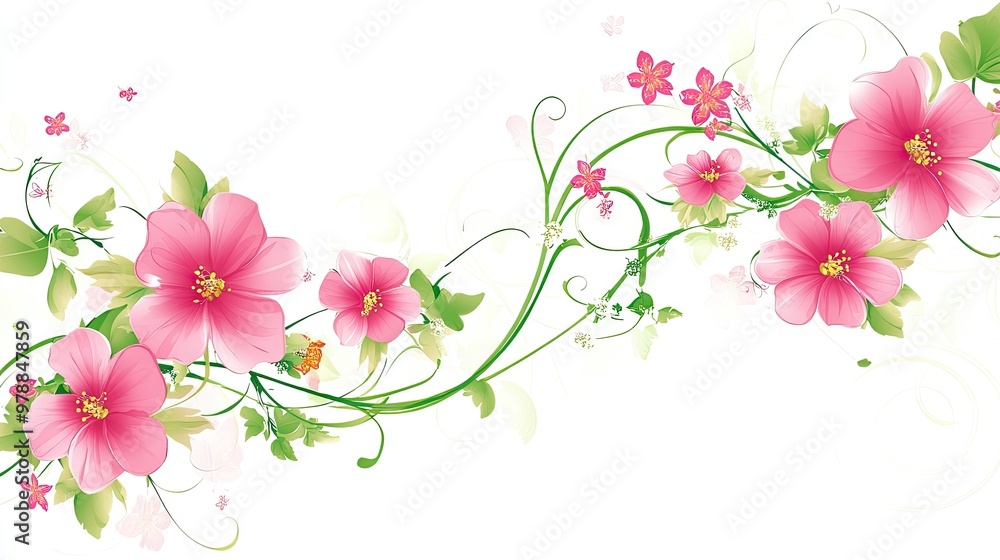 A stylish pink floral border design with bright flowers and flowing vines, adding a lively and colorful touch to any composition. A stylish pink floral border design with bright flowers and flowing vines, adding a lively and colorful touch to any composition.