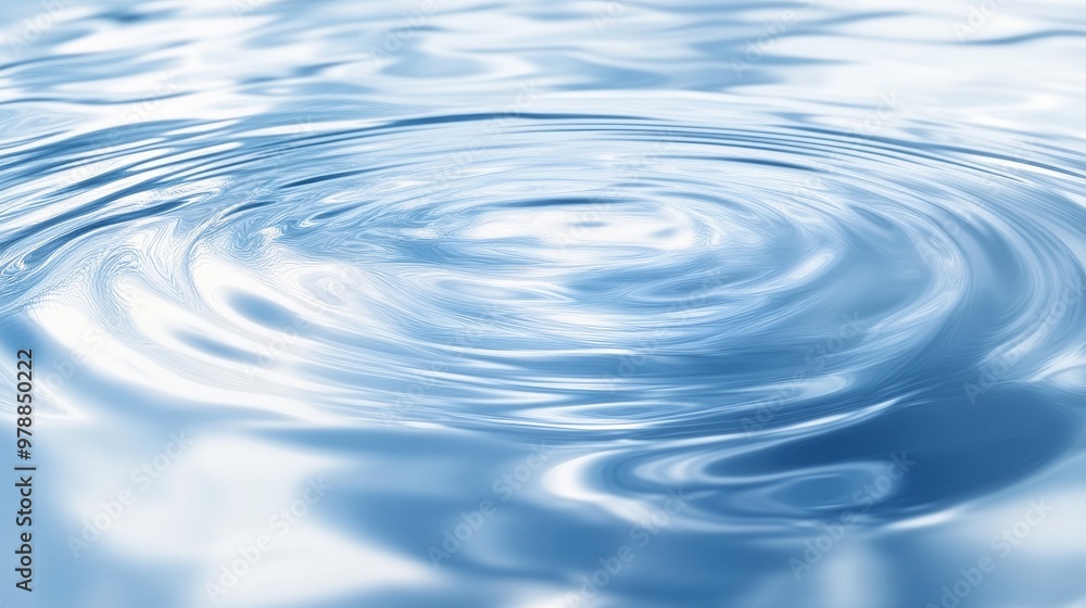 Tranquil water ripples creating calming vortex effect in soft blue light Tranquil water ripples creating calming vortex effect in soft blue light