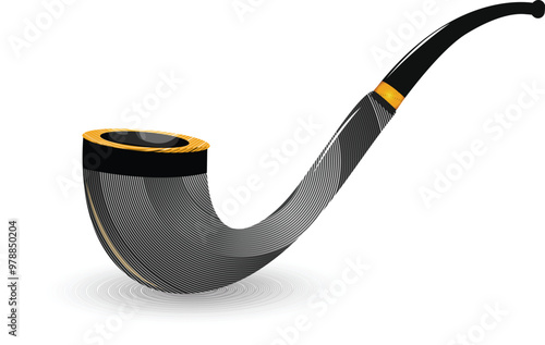 Isolated Black Smoking Pipe Flat Element.