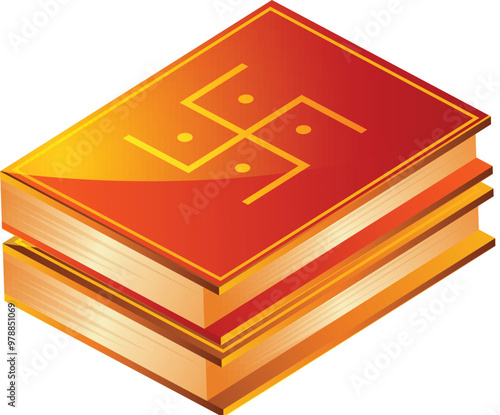 Swastika Book Stack Flat Element Vector.