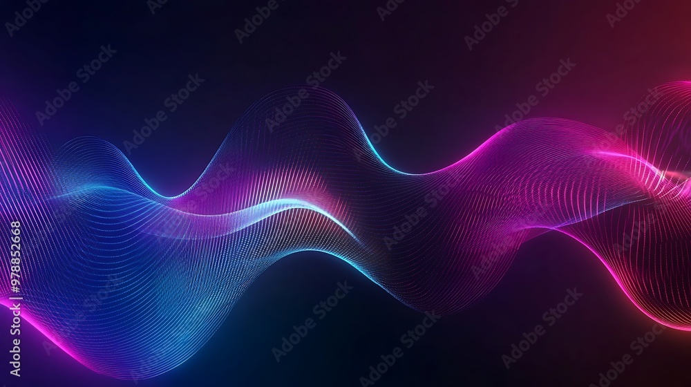 Abstract Neon Wave Lines Glowing Pink Blue Digital Art Abstract Neon Wave Lines Glowing Pink Blue Digital Art