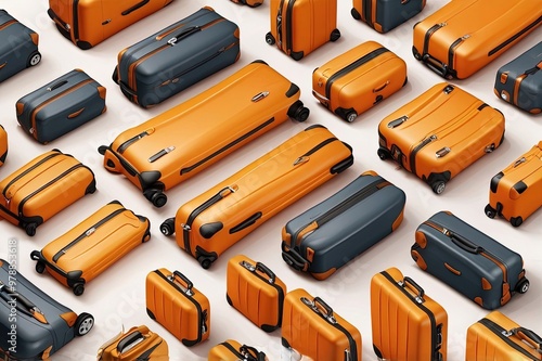 illustrations orange suitcases