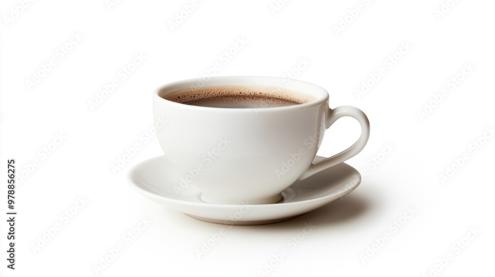Coffee Cup on Saucer Against a White Background Coffee Cup on Saucer Against a White Background