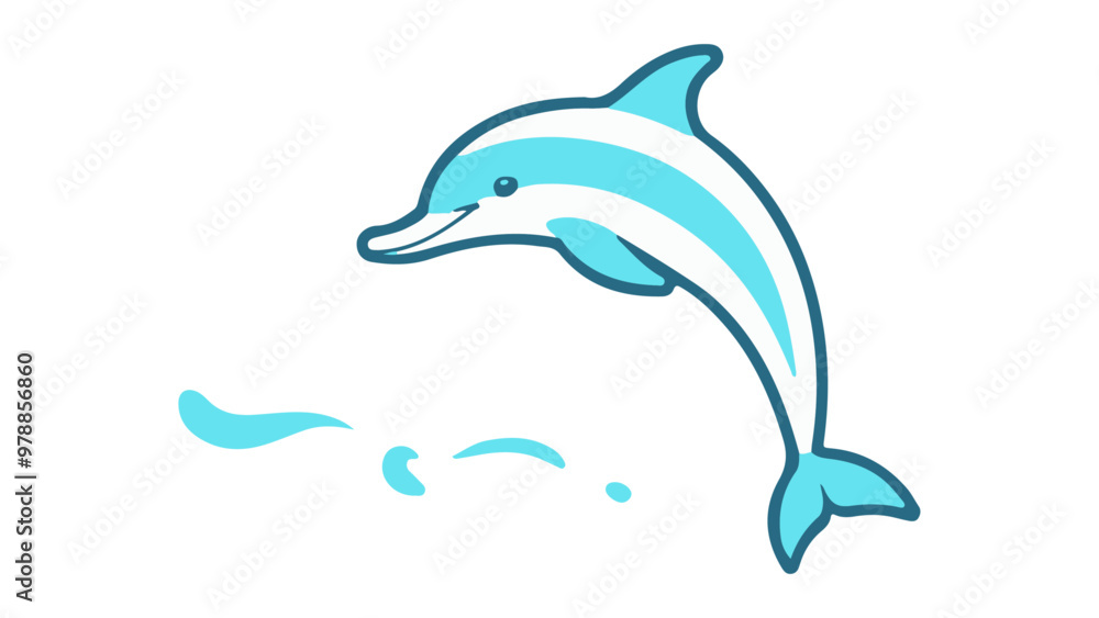Fototapeta premium dolphin isolated on white background, dolphin illustration with water splashes