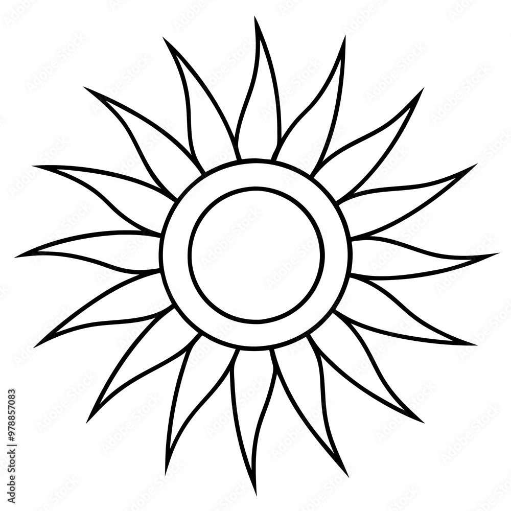 glossy sun outline coloring book page line art drawing glossy sun outline coloring book page line art drawing