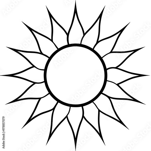 glossy sun outline coloring book page line art drawing