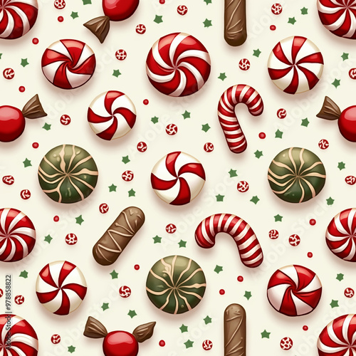 Christmas pattern background. Generative AI.