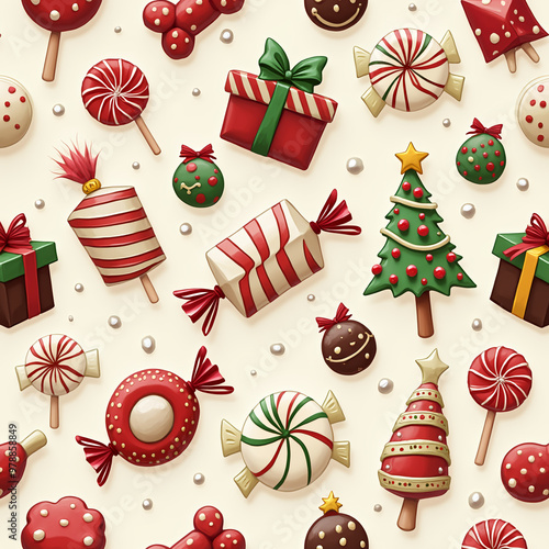 Christmas pattern background. Generative AI.