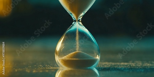 Mesmerizing Sand Timer Set Against a Dreamlike Background photo