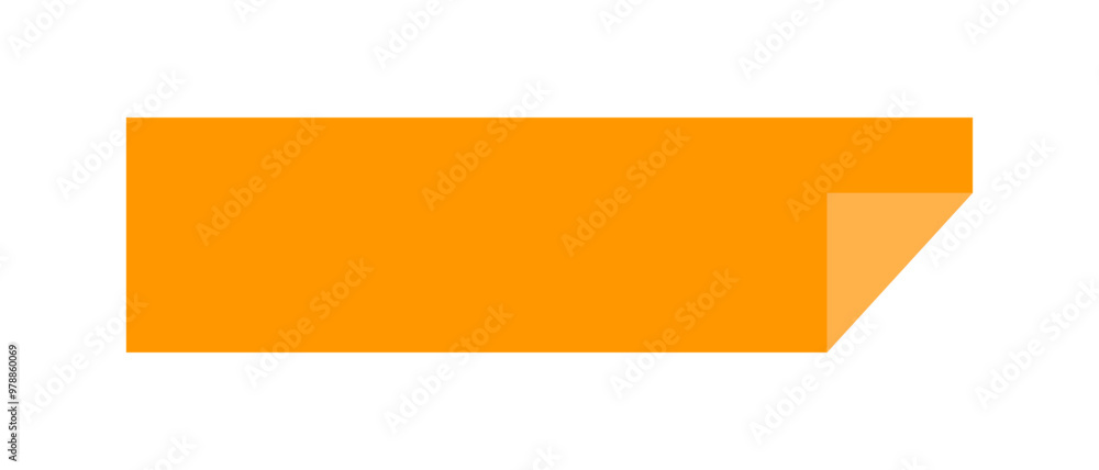 Folded empty paper pages. Glued paper wrinkled effect. Orange horizontal paper corner rolled up. Folded empty paper pages. Glued paper wrinkled effect. Orange horizontal paper corner rolled up.
