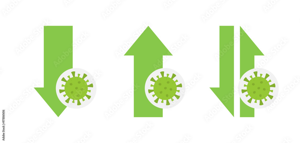 Microbe meter set icons. Flat style. Vector icons. Microbe meter set icons. Flat style. Vector icons.