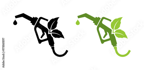 Eco carefully gasoline Gun icons. Silhouette and flat style. Vector icons.