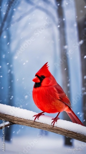 Red Bird in Winter  