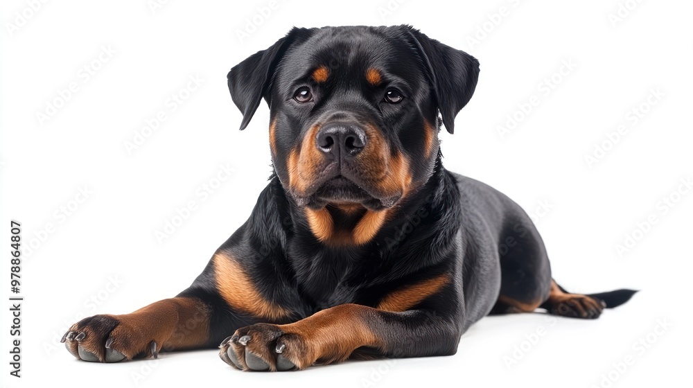Rottweiler Puppy Lying on a White Background Rottweiler Puppy Lying on a White Background
