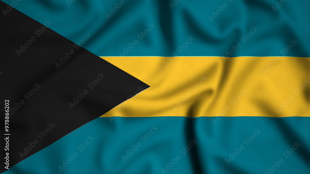 Bahamas flag waving in the wind background illustration, silk Bahamas flag waving in the wind background illustration, silk