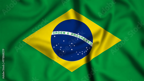 Brazil flag waving in the wind background illustration, silk