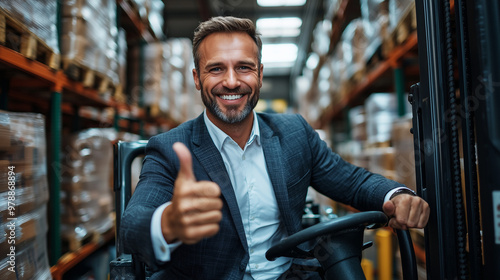 A cheerful businessman in a...