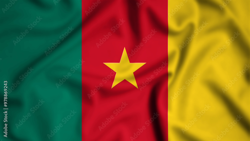 Cameroon flag waving in the wind background illustration, silk Cameroon flag waving in the wind background illustration, silk