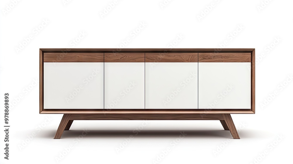 Modern sideboard with clean lines, isolated on a white background, ideal for contemporary furniture catalogues Modern sideboard with clean lines, isolated on a white background, ideal for contemporary furniture catalogues
