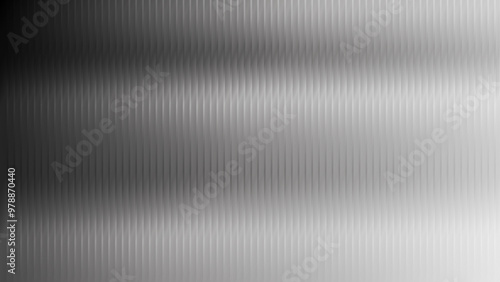 White ribbed glass texture background with a grey frosted acrylic, featuring a wavy, reeded surface. A close-up of a fluted door window, this glassy design evokes a delicate, airy feel.