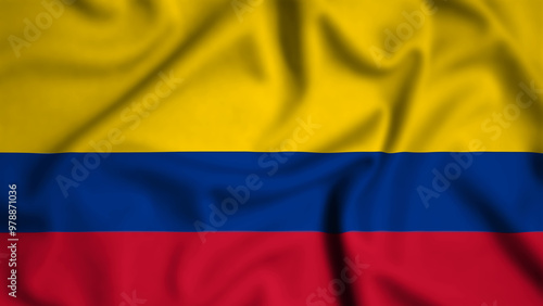 Colombia flag waving in the wind background illustration, silk