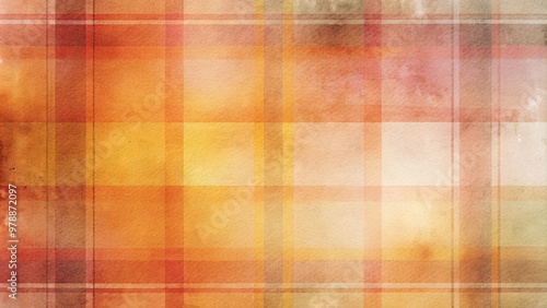 Watercolor plaid texture background in warm colors for design and decoration