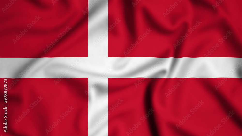Fototapeta premium Denmark flag waving in the wind background illustration, silk