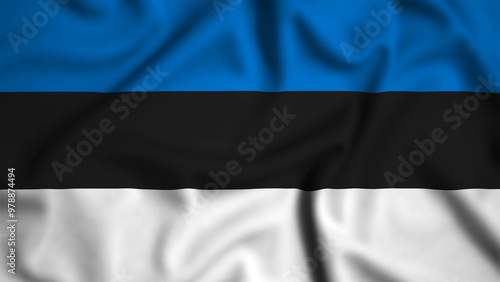 Estonia flag waving in the wind background illustration, silk photo