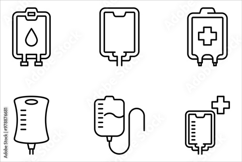 IV Bag Infusion Medical Icon set, vector illustration on white background