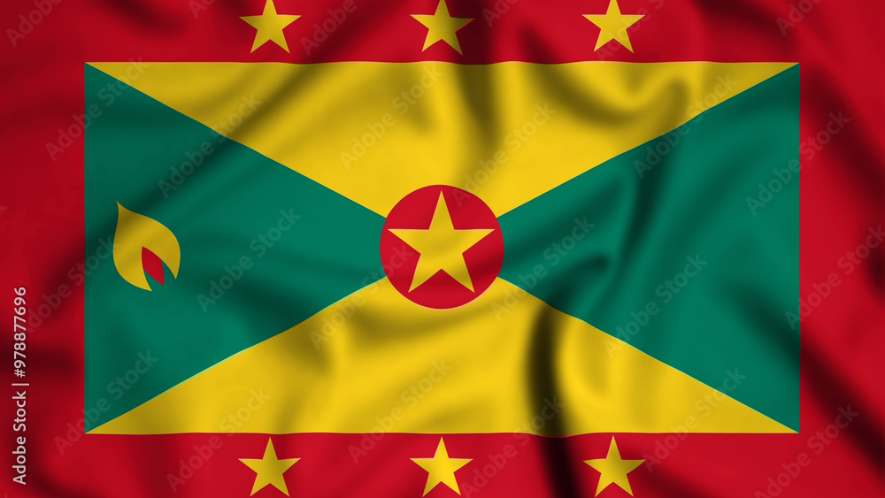 Grenada flag waving in the wind background illustration, silk Grenada flag waving in the wind background illustration, silk