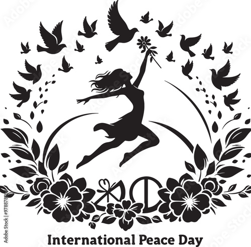 International Peace Day Silhouette Vector Illustration