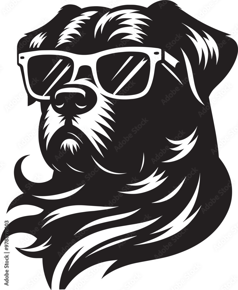 Fototapeta premium Cool Dog Silhouette isolated on a white background Minimalist dog vector shape