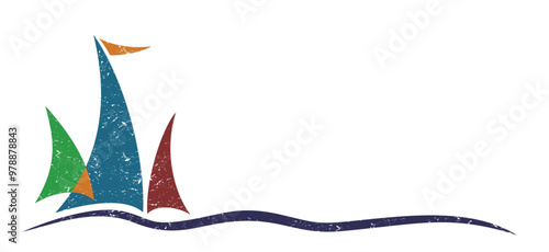 The Yacht symbol with color sails and sea.