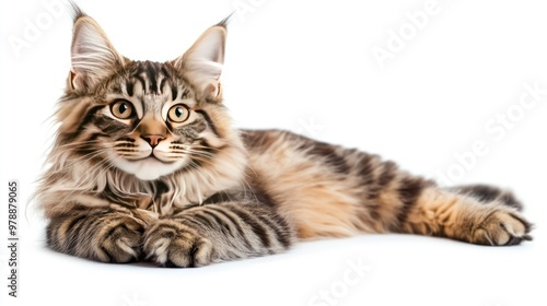 A Close-Up Portrait of a Maine Coon Cat