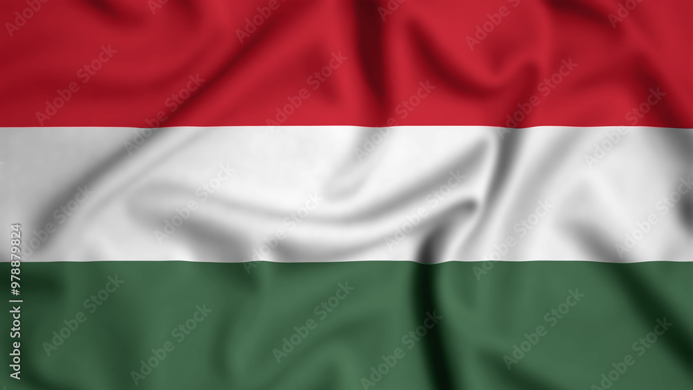 Fototapeta premium Hungary flag waving in the wind background illustration, silk